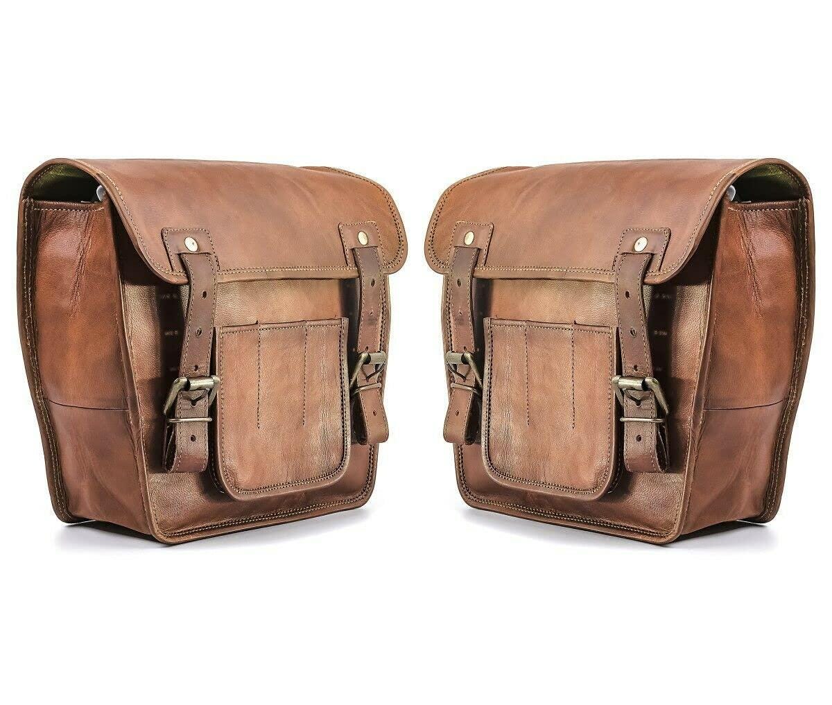 Set of 2 Ranger Brown Motorcycle Saddle Bag