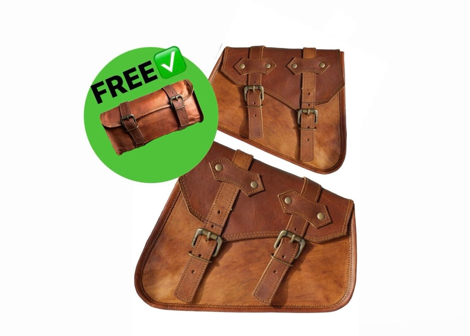 Set of 2 Lupi Brown Motorcycle Saddle Bag