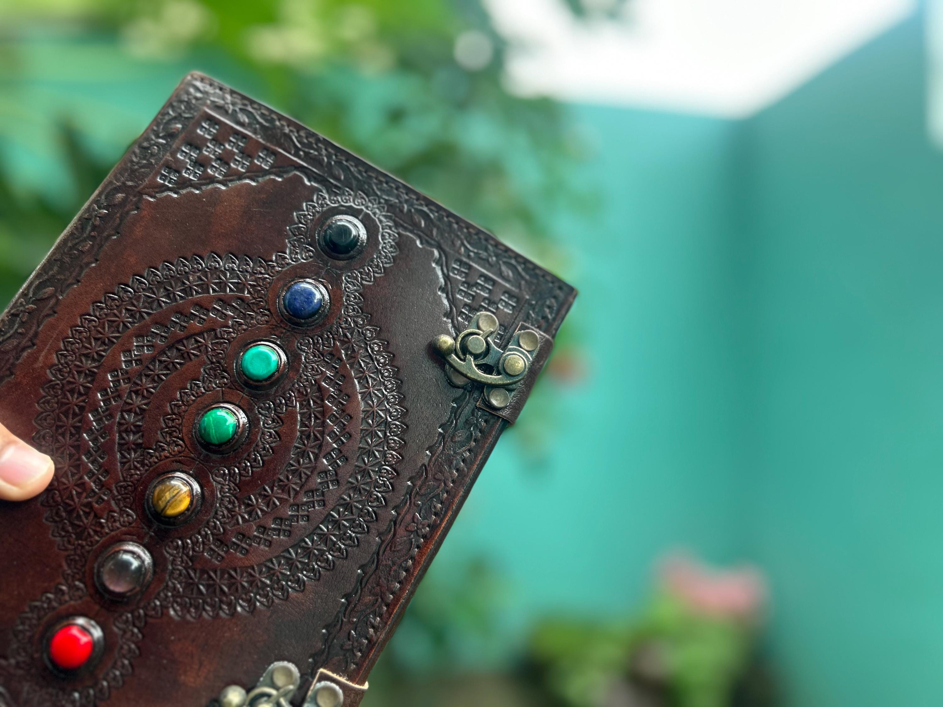 Set of 2 Leather Journals – Seven Stone & Seven Stone Tree of Life (8×6 in)
