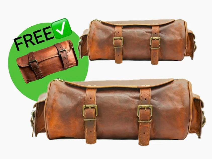 Set Of 2 Rogue Rider Brown Motorcycle Saddle Bag