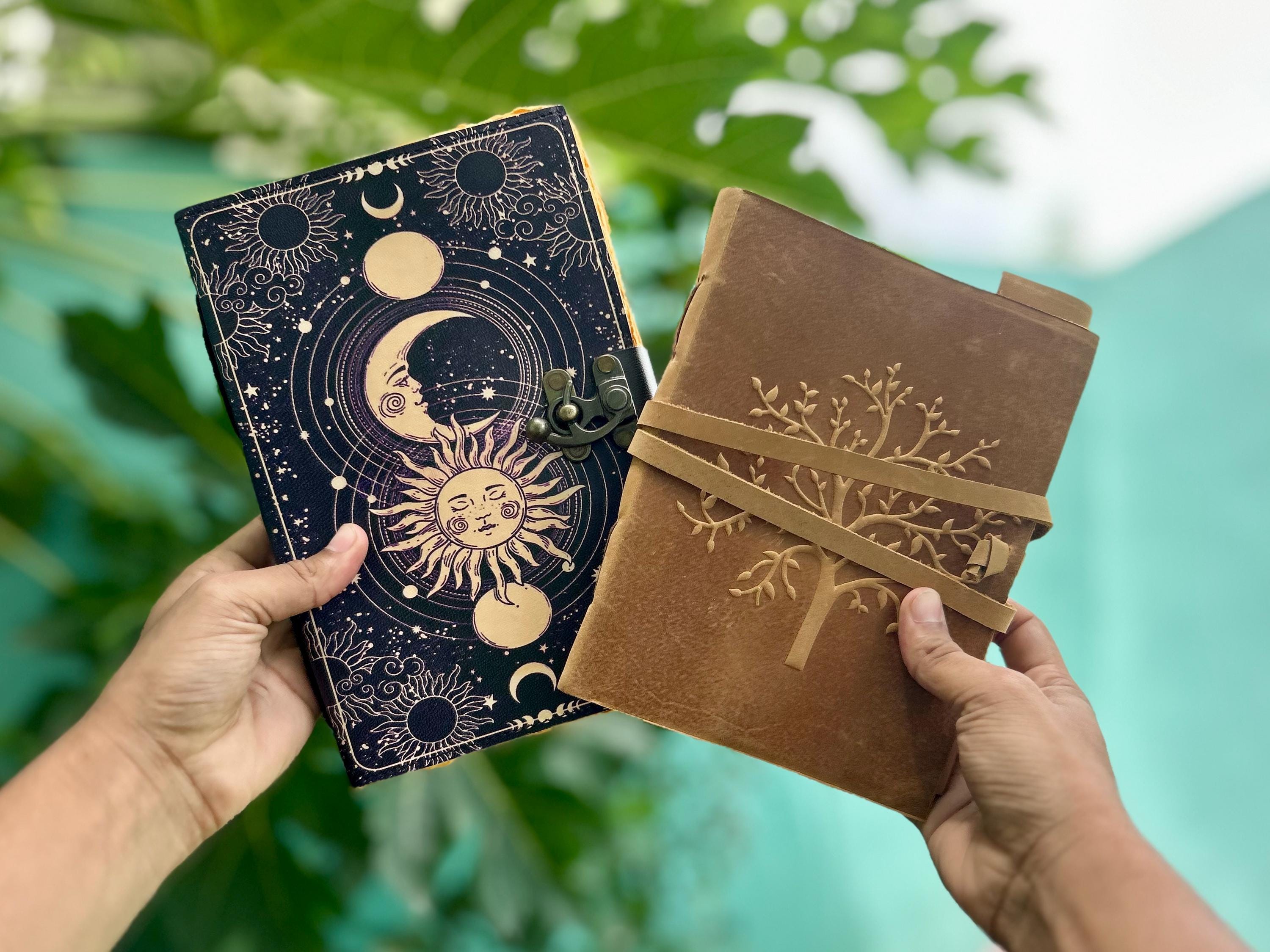 Set of 2 Leather Journals – Sun & Moon (7×10 in) and Tree of Life (8×6 in)