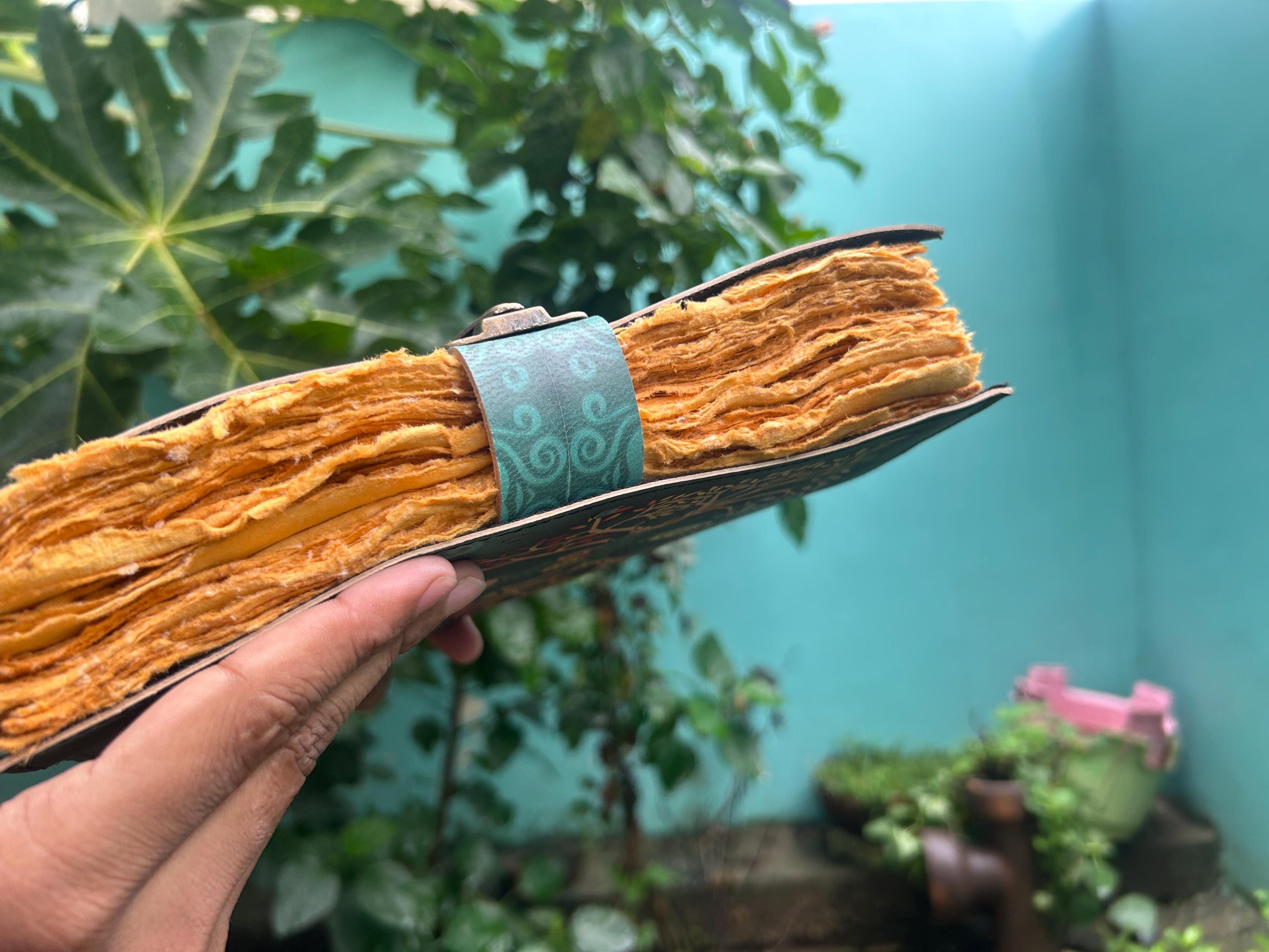 Mother of Earth Leather Journal (7×10 in) – Handmade Vintage Notebook & Gift