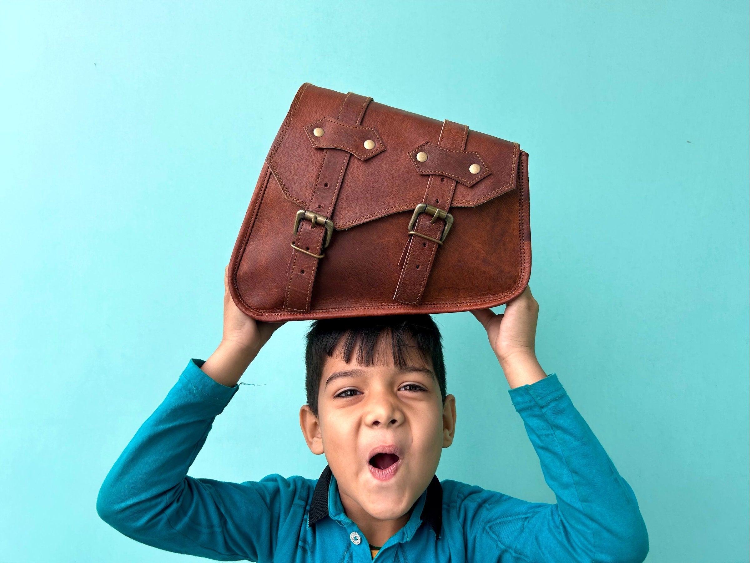 Set of 2 Lupi Brown Motorcycle Saddle Bag