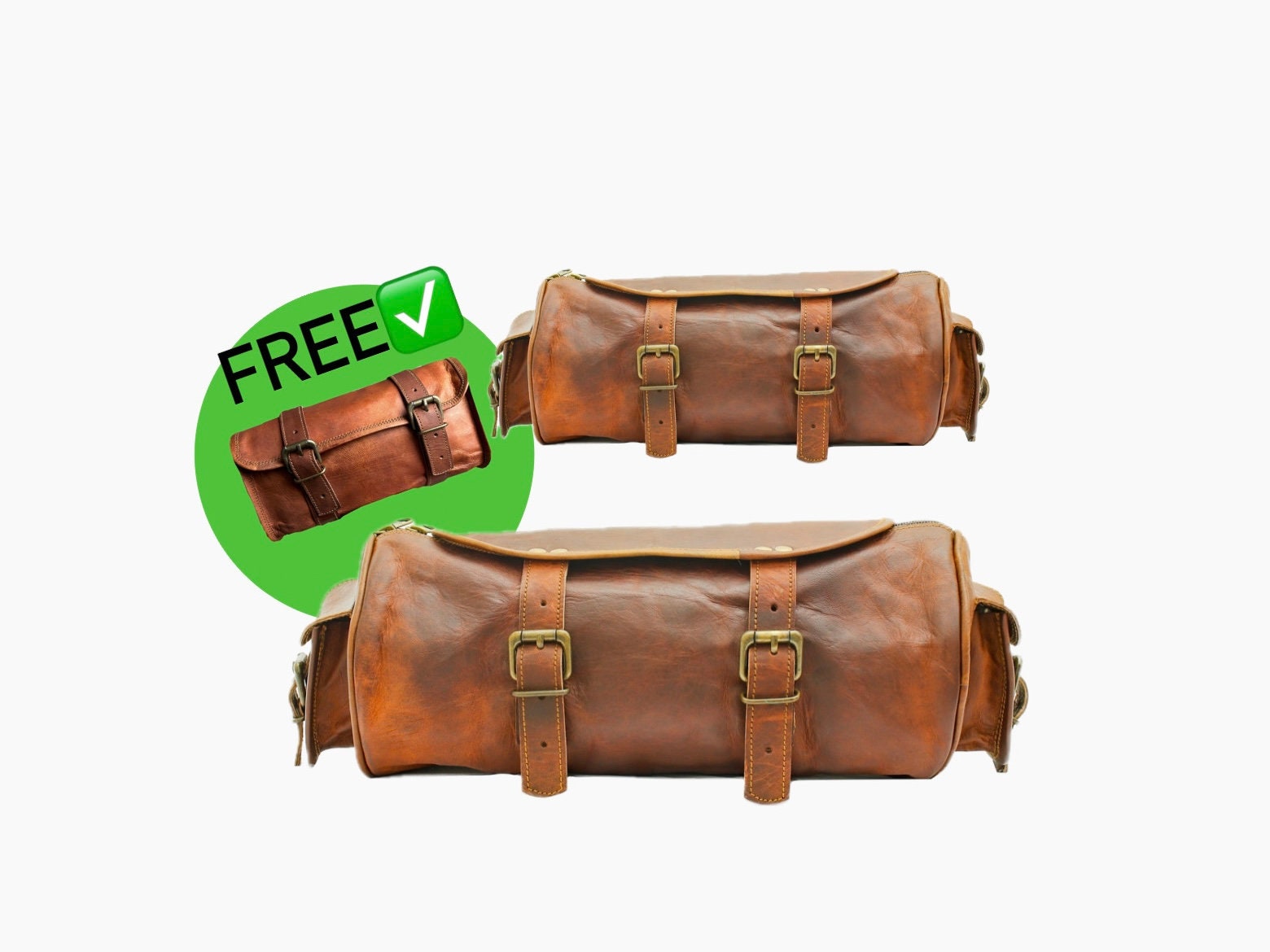 Set Of 2 Rogue Rider Brown Motorcycle Saddle Bag