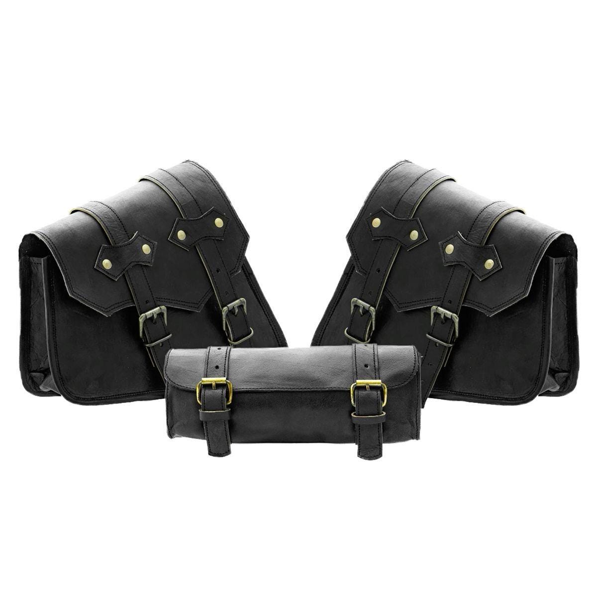 Set of 2 Lupi Black Motorcycles Saddle Bag