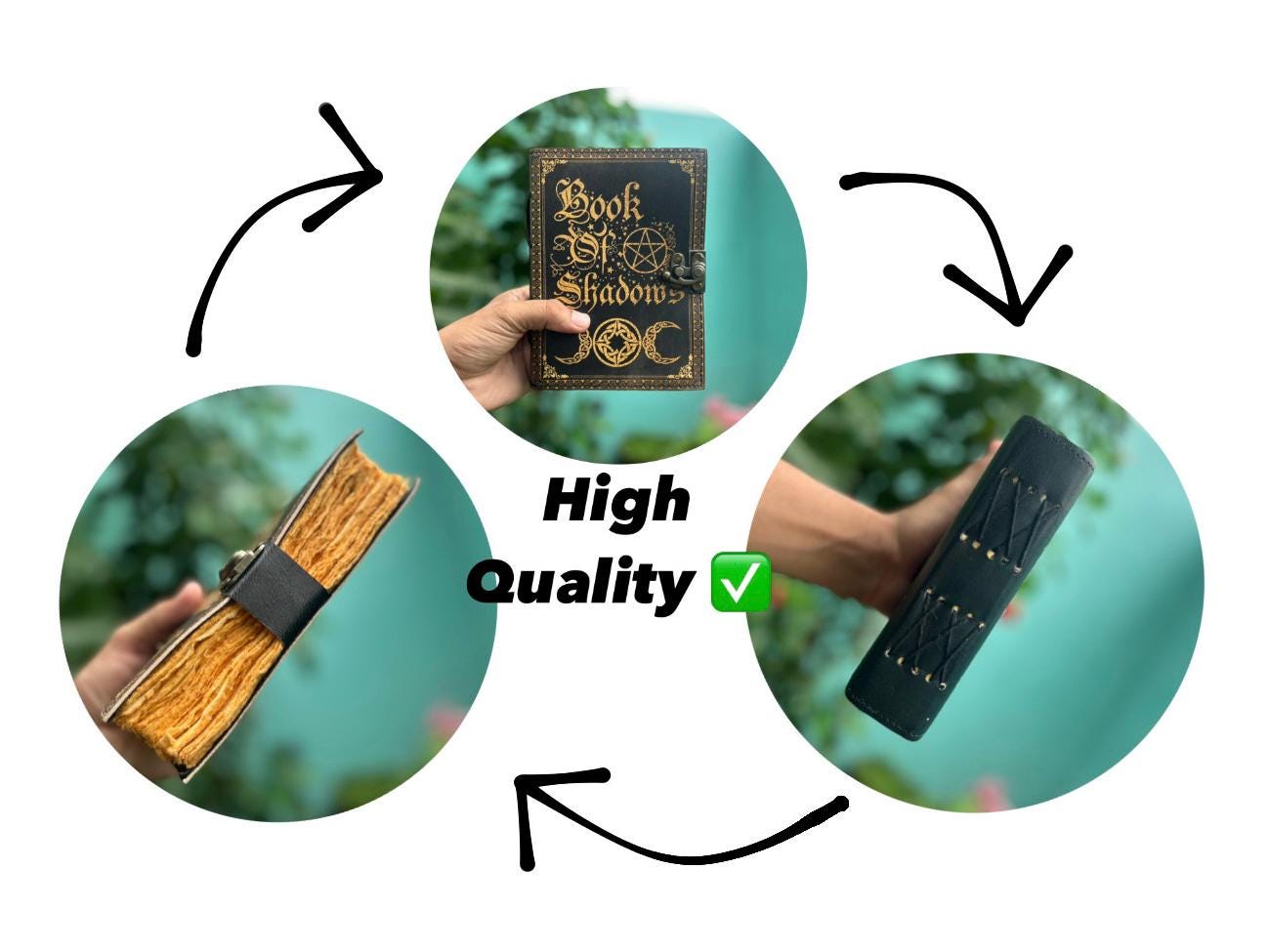 Book of Shadows Leather Journal (5×7 in) – Vintage Travel Notebook & Gift