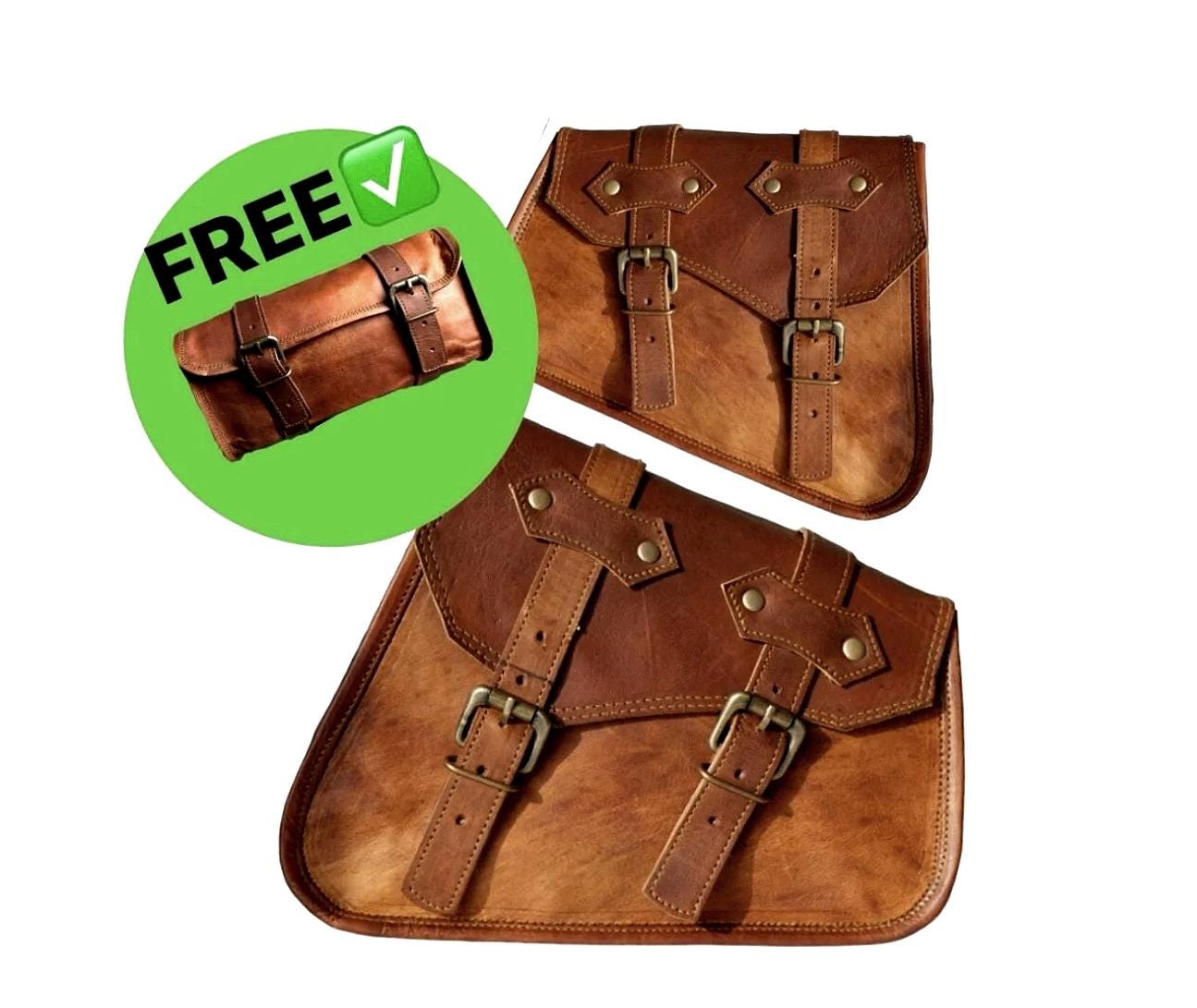 Set of 2 Lupi Brown Motorcycle Saddle Bag