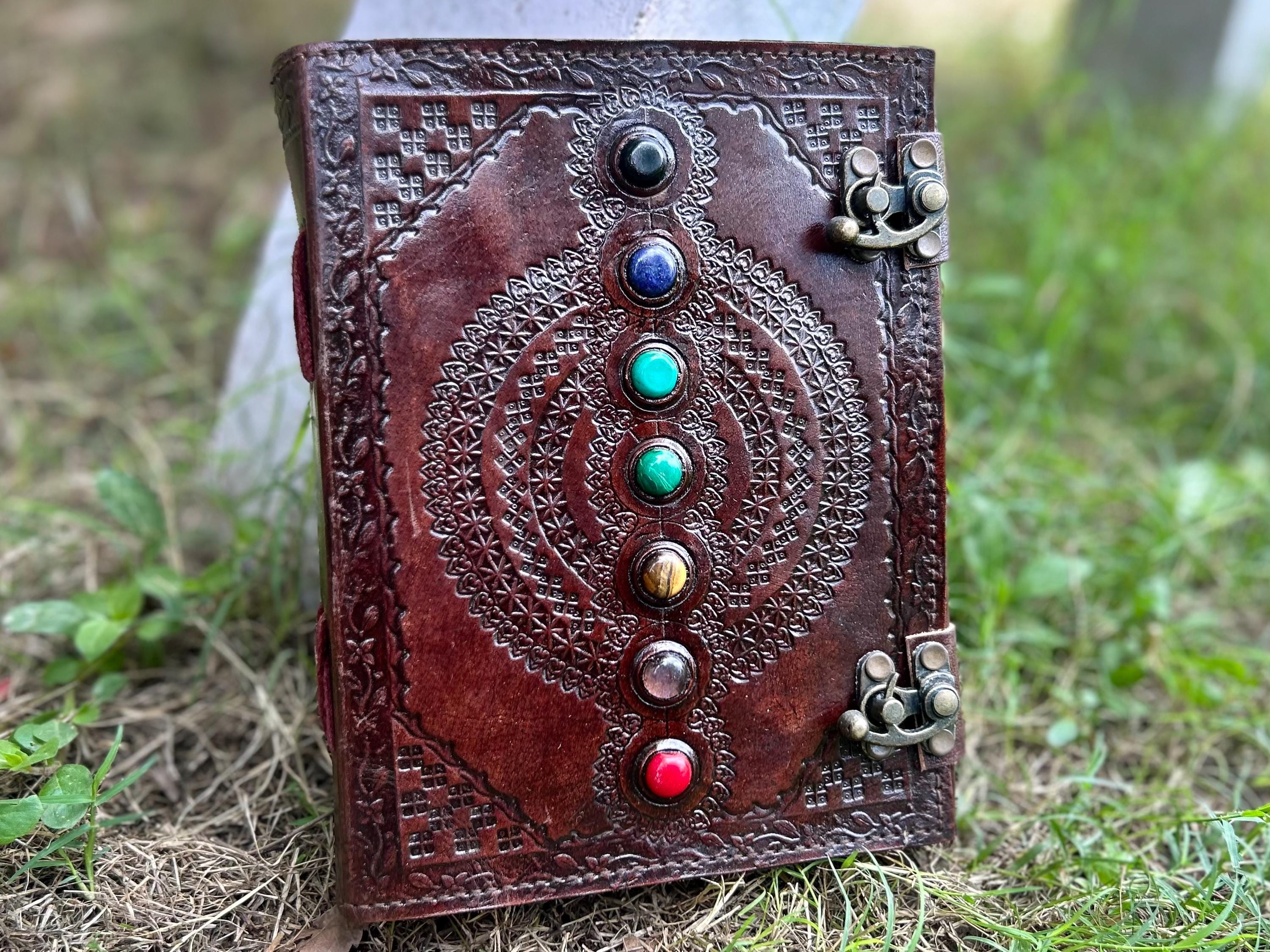 Set of 3 Brown Leather Journals – Seven Stone & One Stone (7×5, 7×10 & 10×13 in)